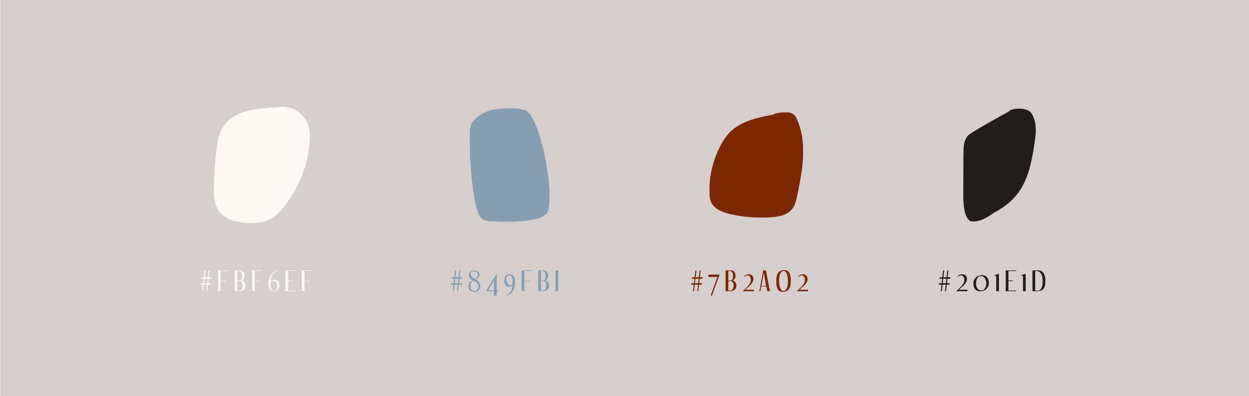 The four main colors used for 5 o'clock Cafe.